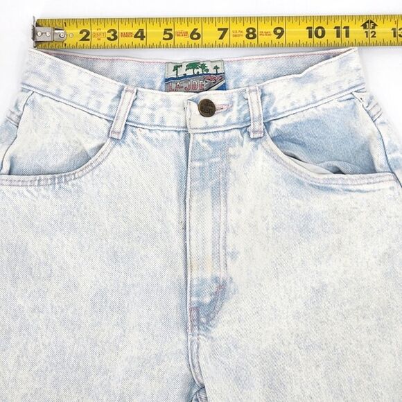 Vintage 80s LA Joe Jean Shorts Womens Large Blue Acid Denim High Rise Barrel Leg - Picture 5 of 8
